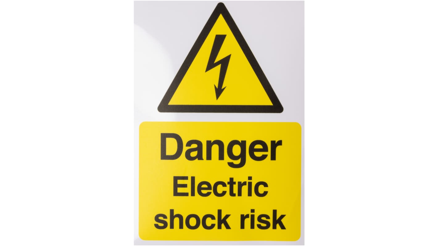 RS PRO Self-Adhesive Electrical Hazard Warning Sign (English)