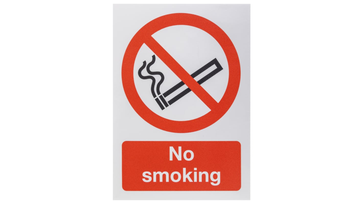 Polyester No Smoking Prohibition Sign, No Smoking, English