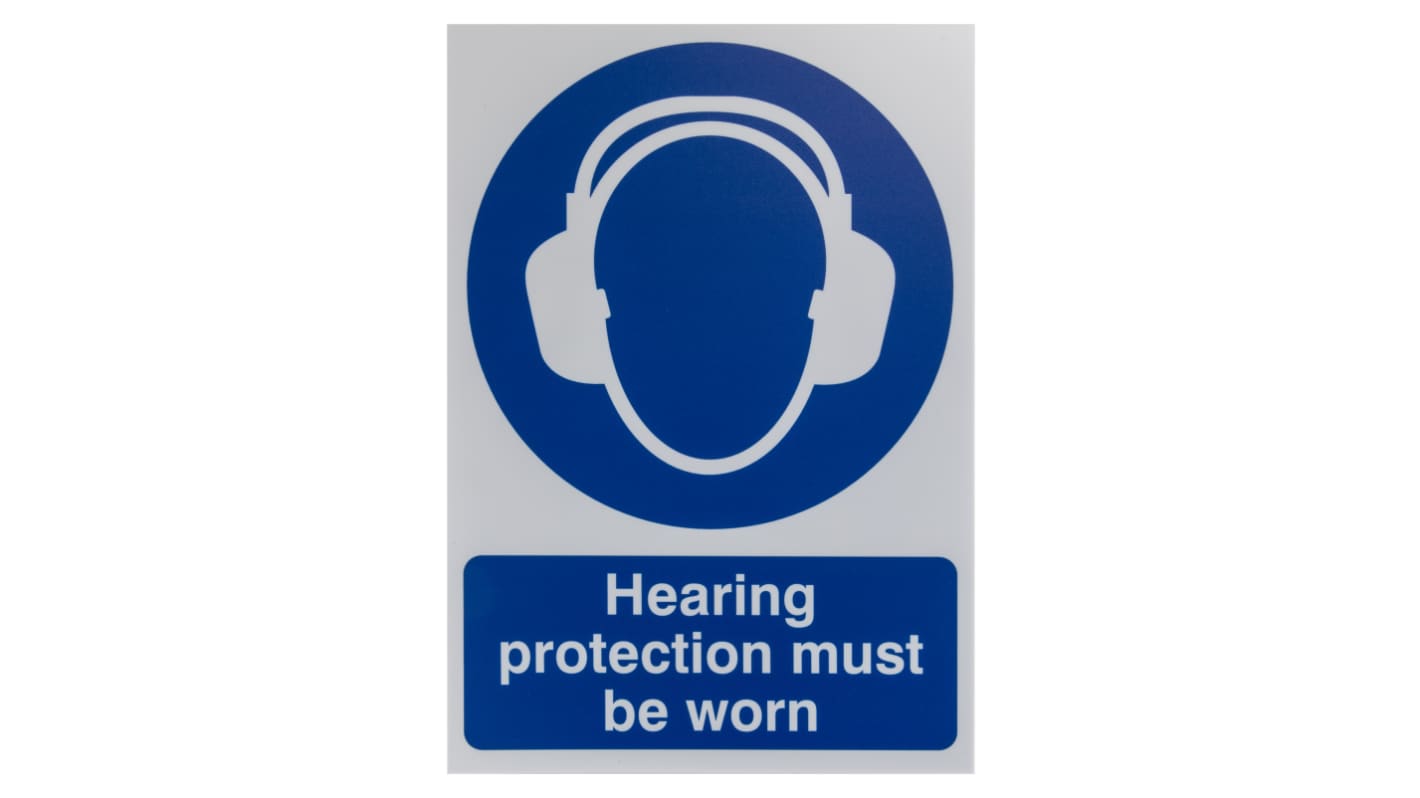 RS PRO Polyester Mandatory Ear Protection Sign With English Text