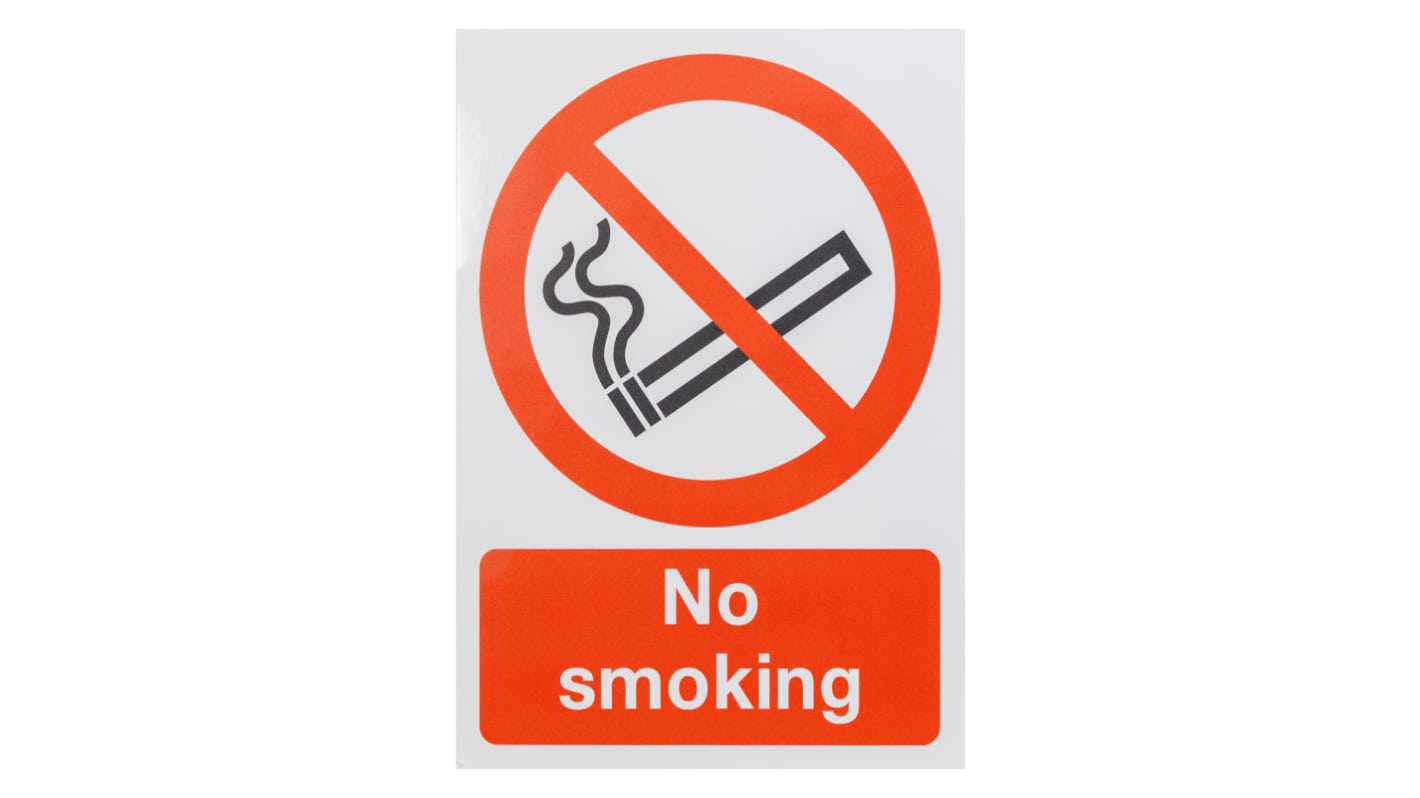 Vinyl Polyester No Smoking Prohibition Sign, No Smoking, English