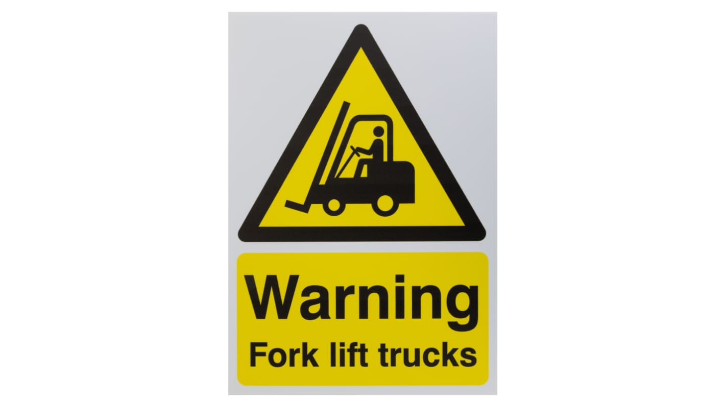 RS PRO Self-Adhesive Fork Lift Hazard Hazard Warning Sign (English)