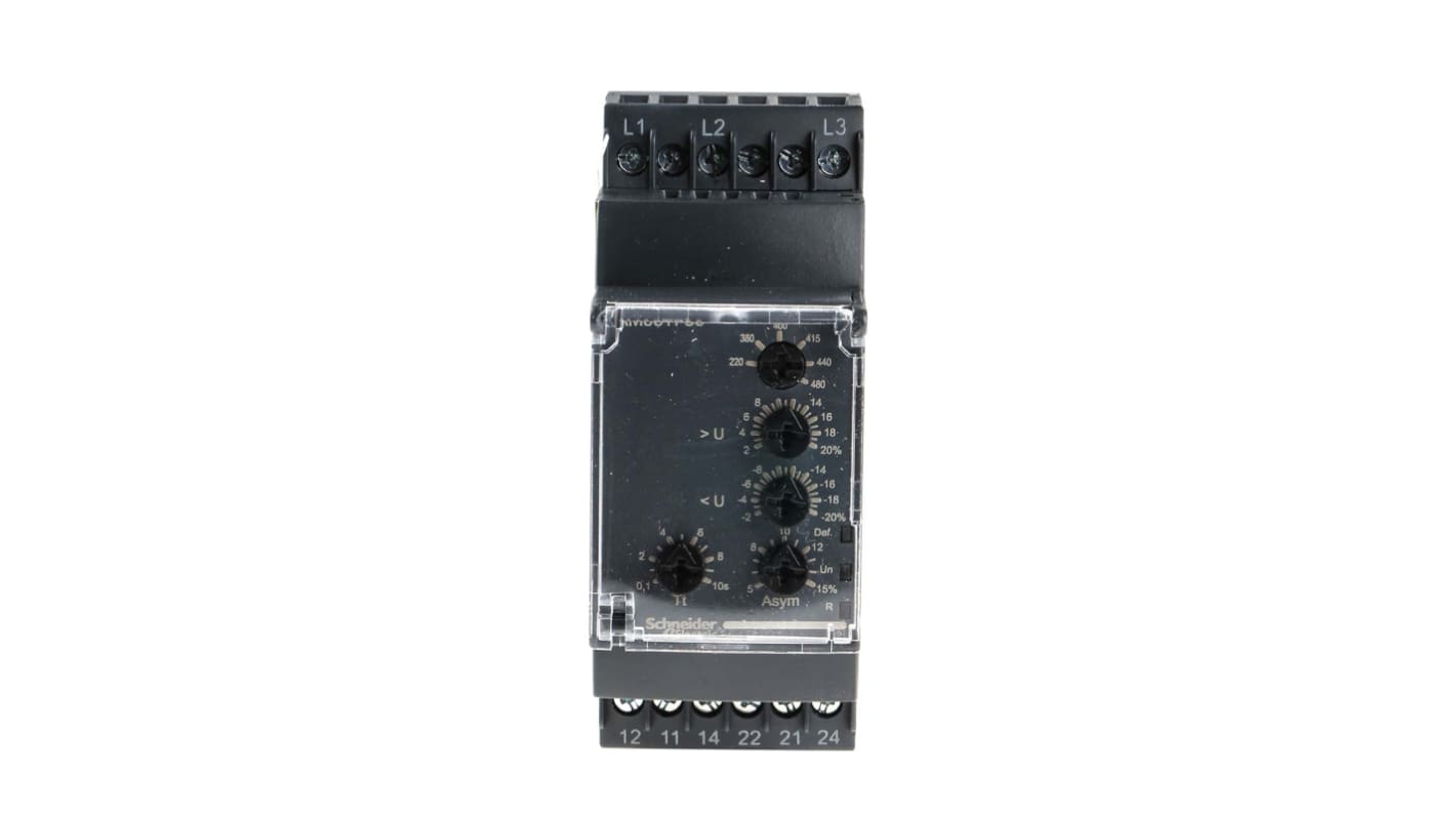 Schneider Electric Phase, Voltage Monitoring Relay, 3 Phase, DPDT, 220 → 480V ac, DIN Rail