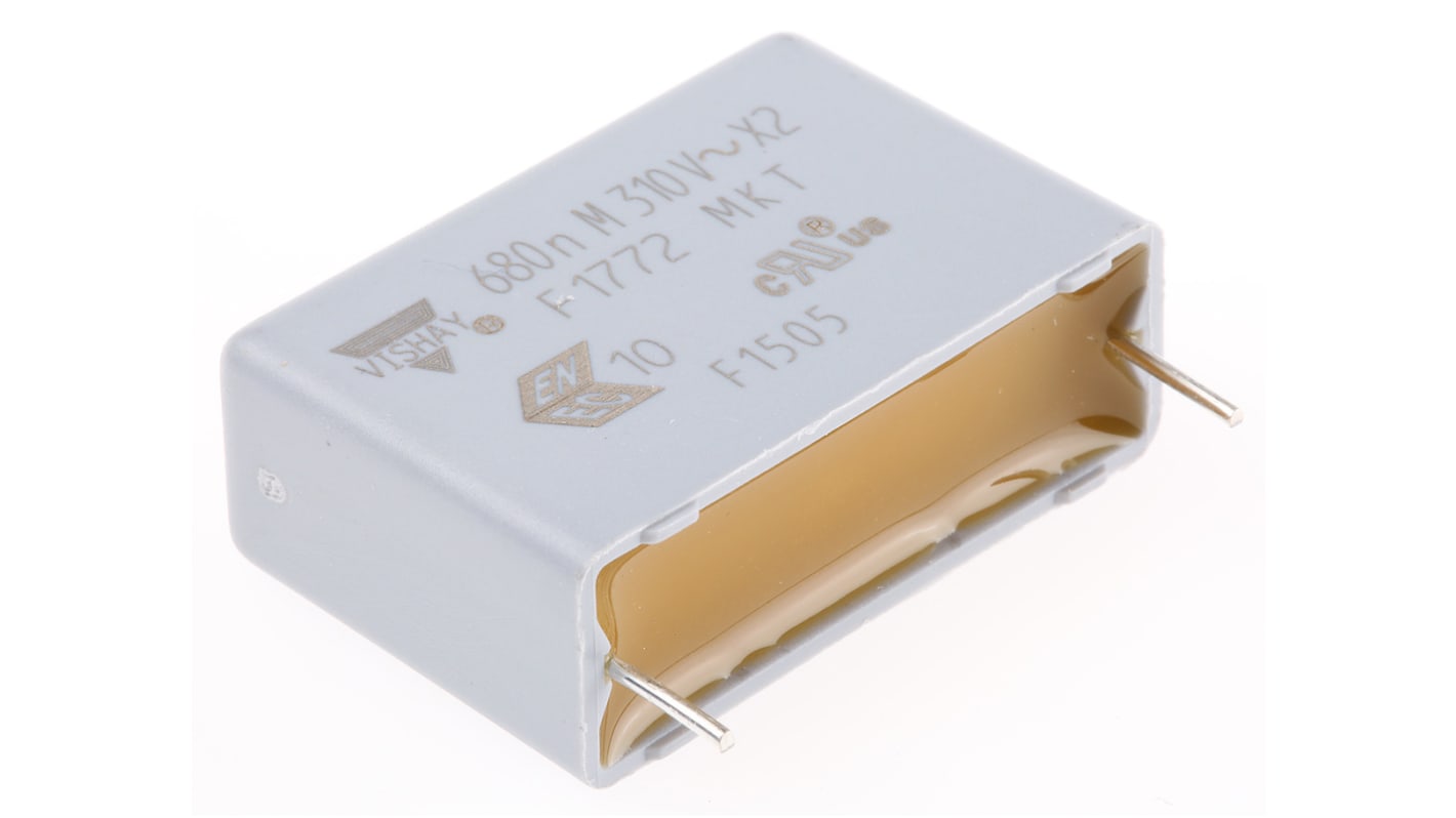 Vishay F1772 Polyester Film Capacitor, 310V ac, ±20%, 680nF, Through Hole