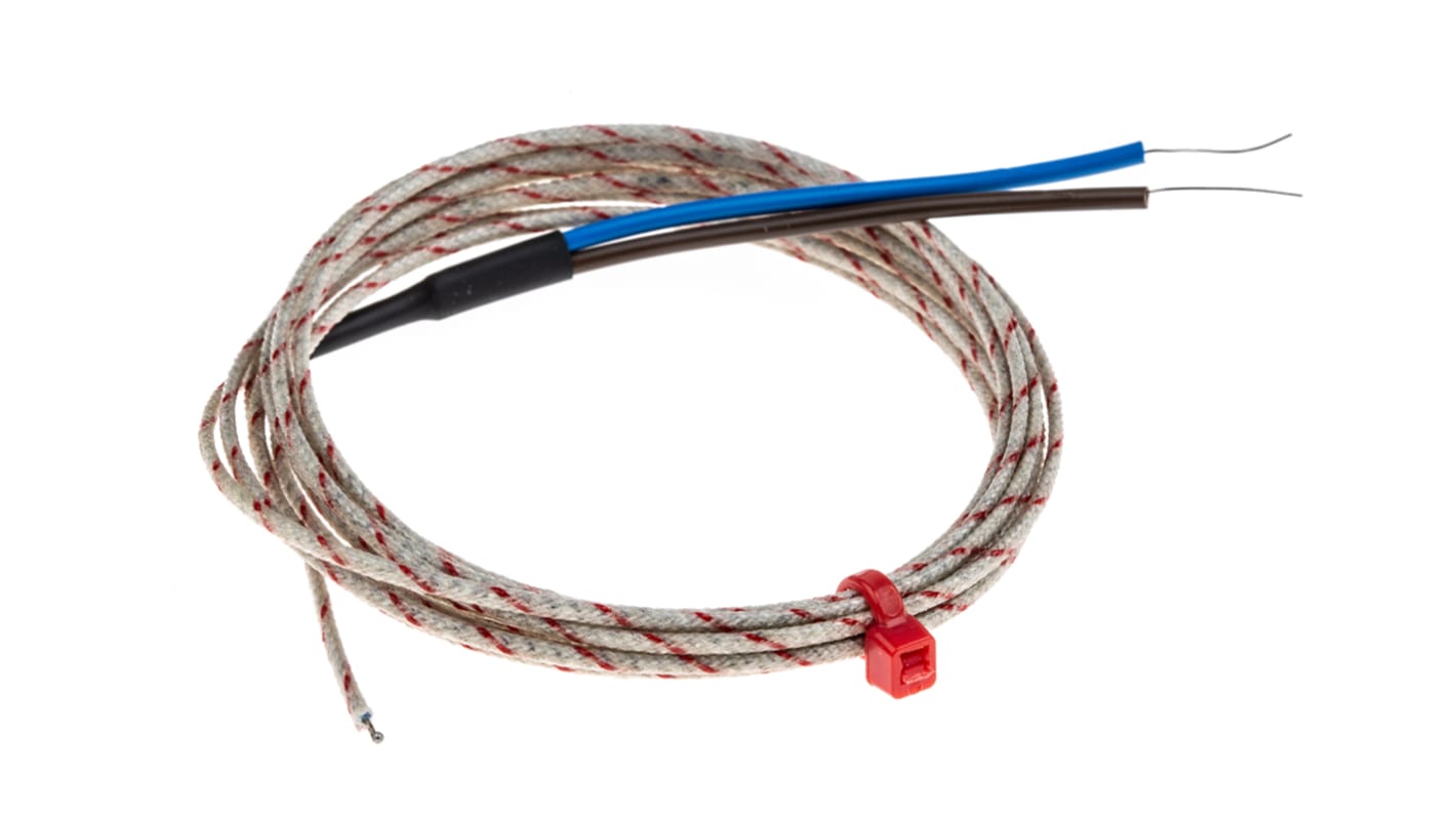 Termopar tipo K RS PRO, Ø sonda 1/0.3mm x 2m, temp. máx +350°C, cable de 2m, conexión Extremo de cable pelado