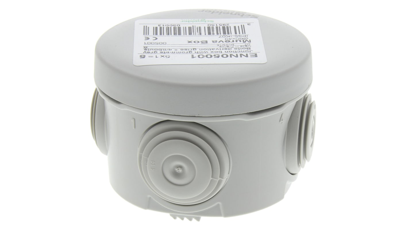 Schneider Electric Mureva Series Grey ABS Junction Box, IP55