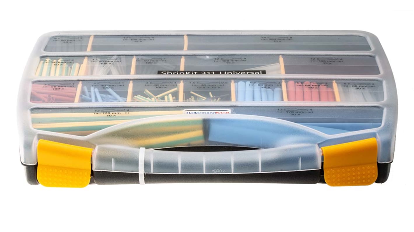 HellermannTyton Heat Shrink Tubing, Assorted 1.5 → 24mm Sleeve Dia. x 40 → 603mm Length 3:1 Ratio,