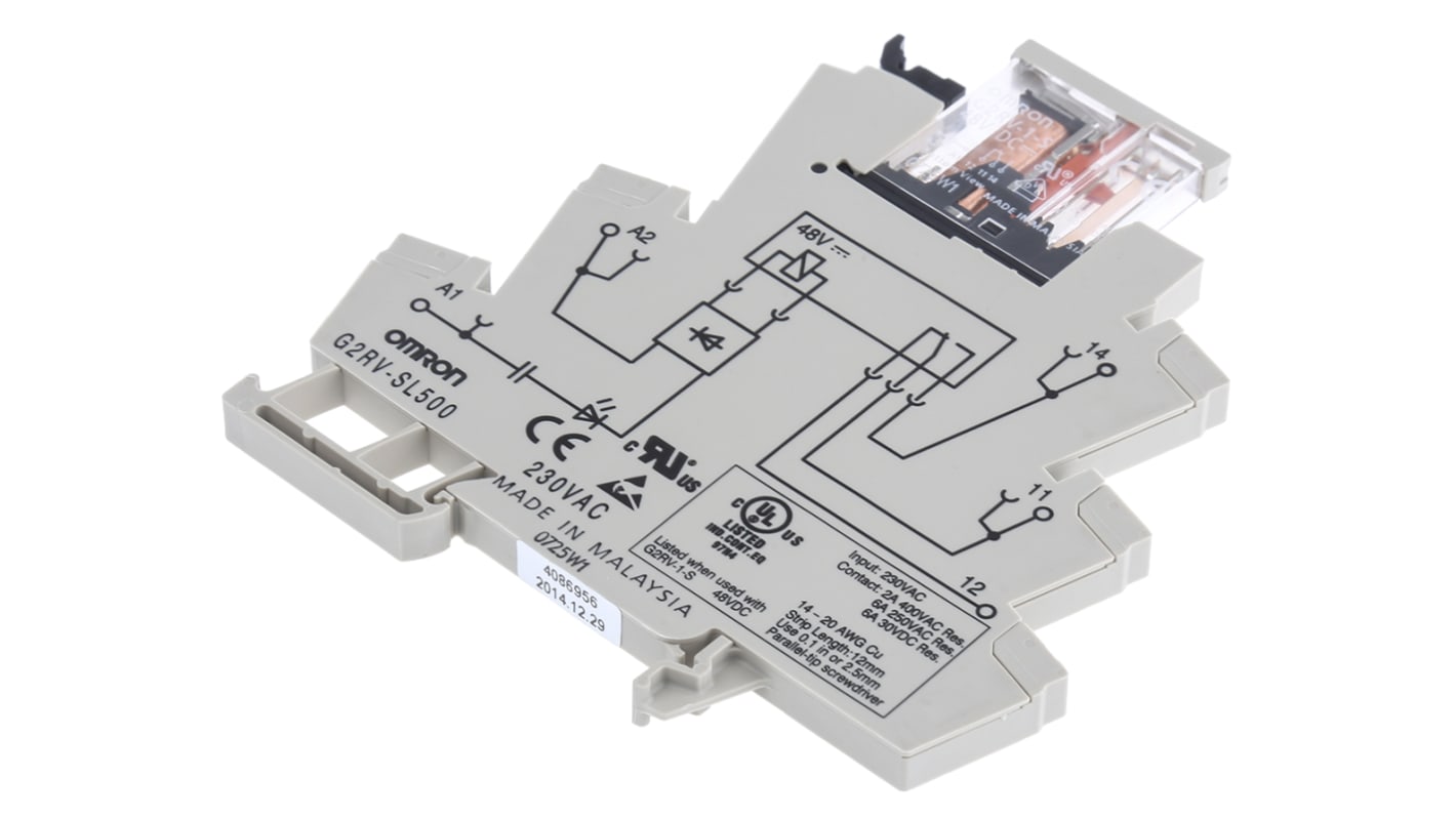 Omron DIN Rail Non-Latching Relay, 230V ac Coil, 6A Switching Current, SPDT
