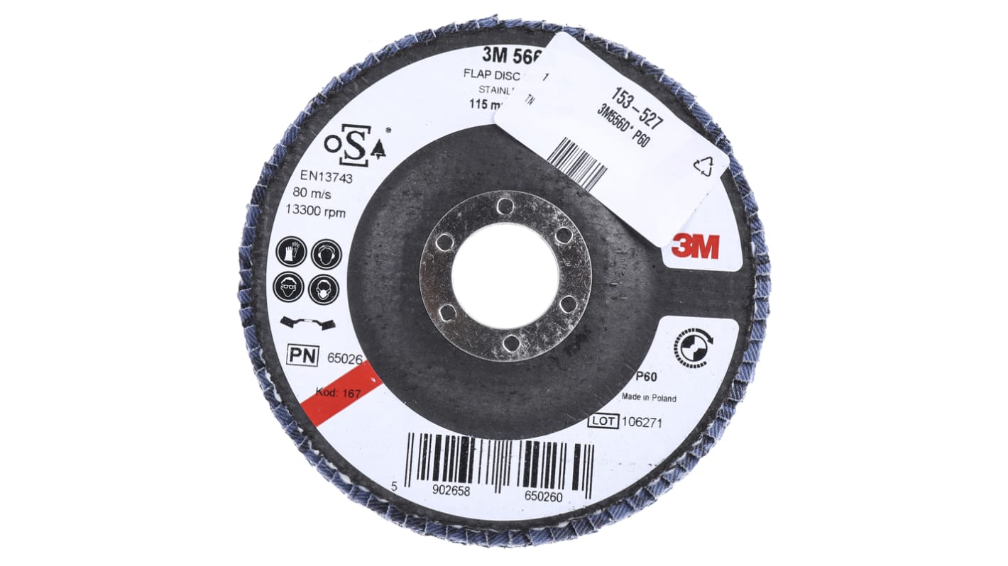 Disco abrasivo in Zircone alluminio 566A 3M, Ø 115mm, grana P60 Medio