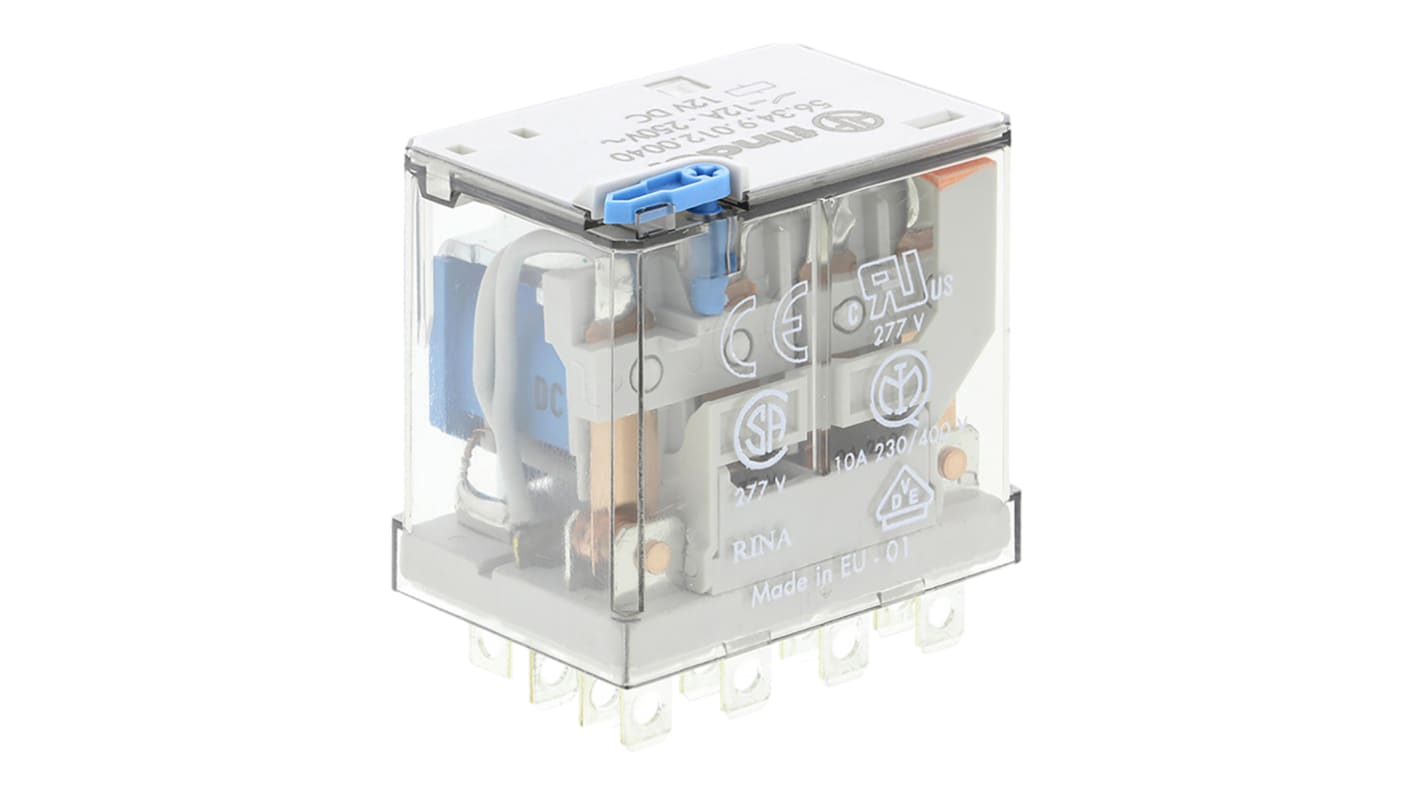Relè di potenza Finder serie 56 Series, 4PDT, bobina 12V cc, A innesto