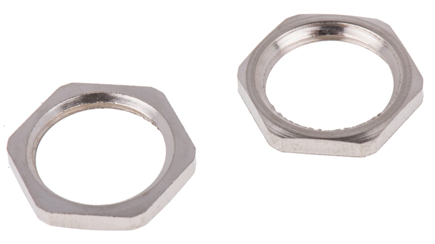 PMA Nickel Nickel Plated Brass Cable Gland Locknut, M16 Thread