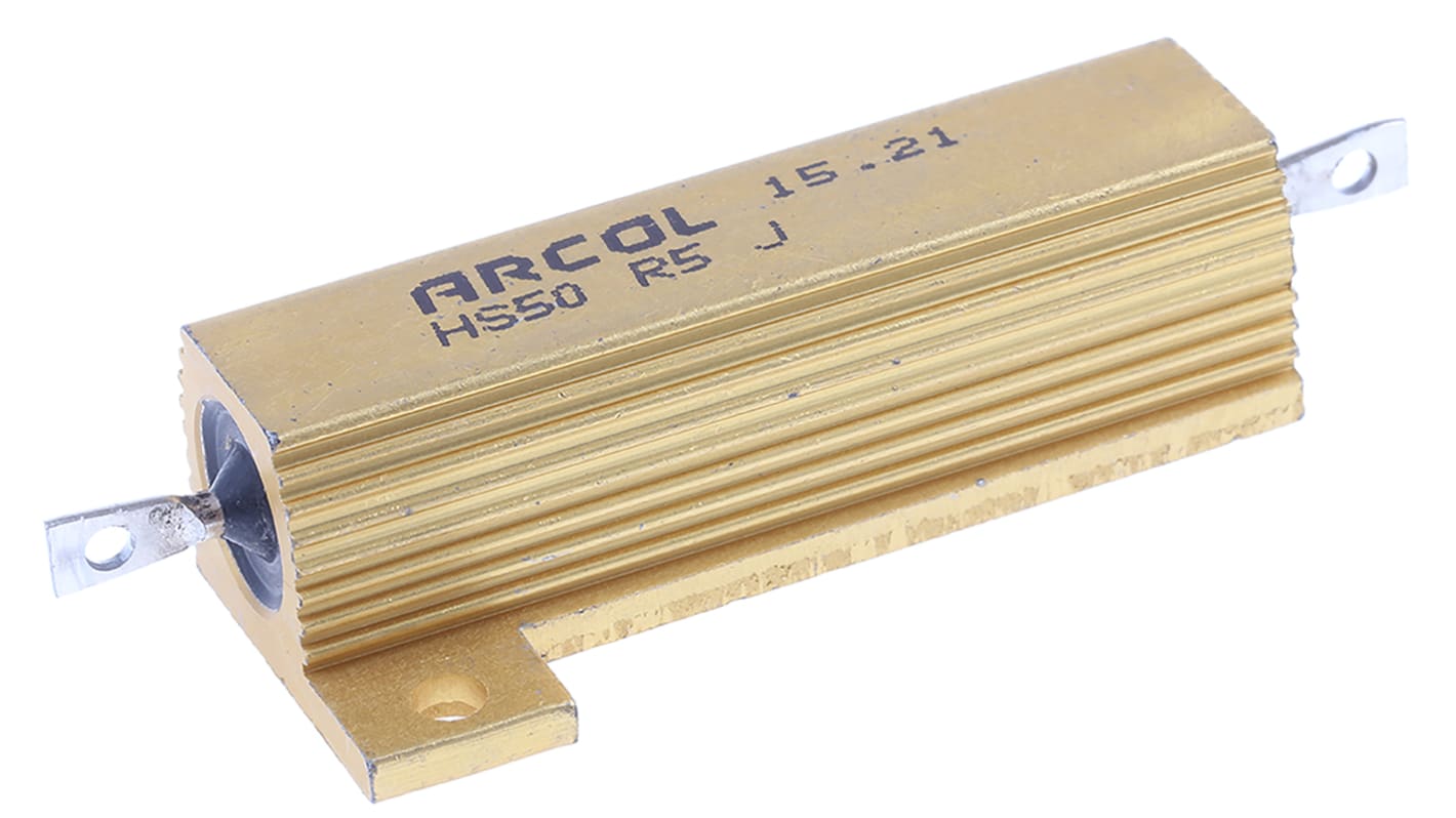 Arcol, 500mΩ 50W Wire Wound Chassis Mount Resistor HS50 R5 J ±5%