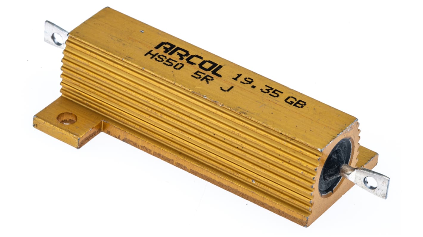 Arcol 铝壳绕线电阻, 5Ω, 50W, ±5%容差, 轴向接端, HS50系列