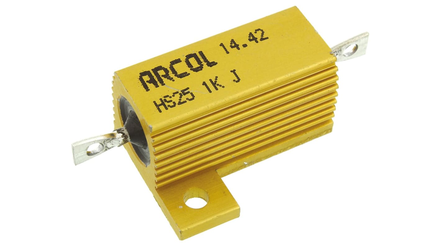 Arcol HS25 Wickel Lastwiderstand 1kΩ ±5% / 25W, Alu Gehäuse Axialanschluss