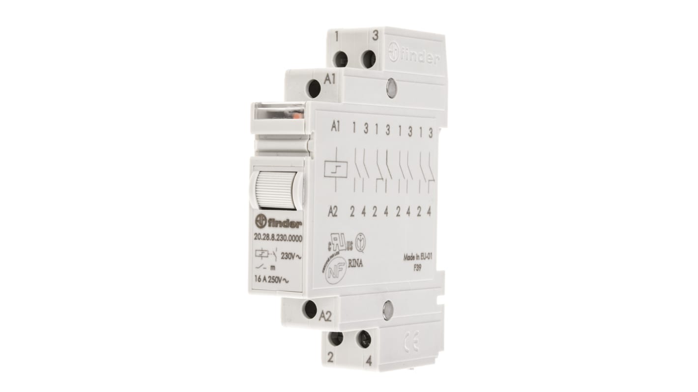 Finder DIN Rail Latching Modular Step Relay, 230V ac Coil, 16A Switching Current, DPST