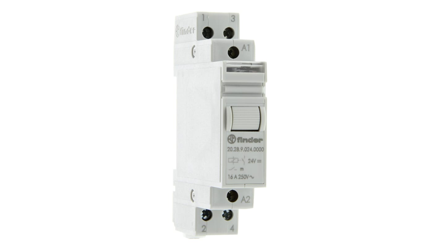 Finder DIN Rail Latching Modular Step Relay, 24V dc Coil, 16A Switching Current, DPST