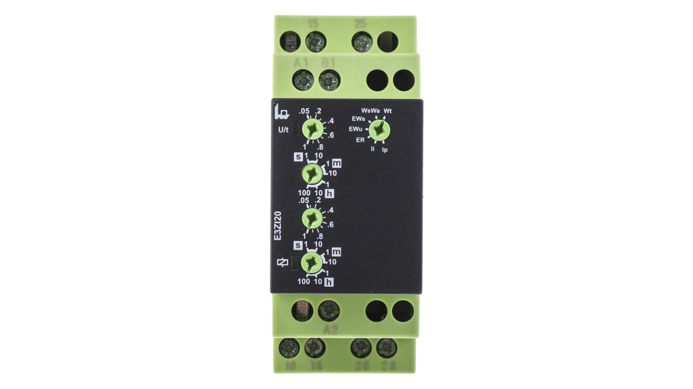 Tele 多機能 タイマーリレー, 0.05 s → 100h, 12 → 240V ac/dc, DPDT, DINレール, E3ZI20 シリーズ