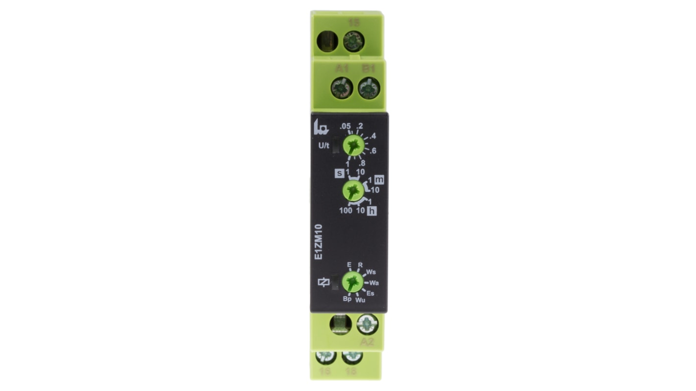Tele 多機能 タイマーリレー, 0.05 s → 100h, 24 → 240V ac/dc, SPDT, DINレール, E1ZM10 シリーズ