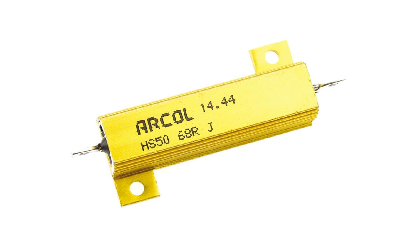 Arcol 铝壳绕线电阻, 68Ω, 50W, ±5%容差, 轴向接端, HS50系列