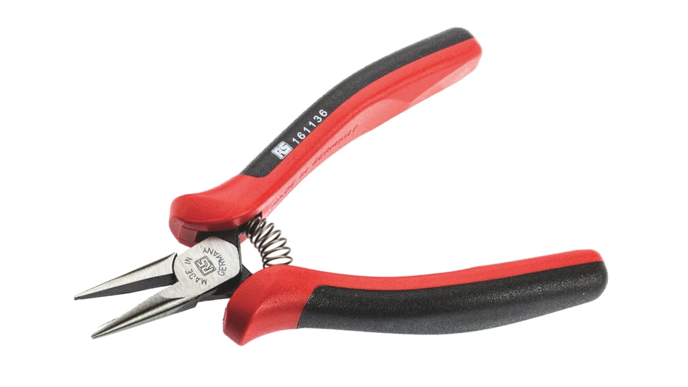 RS PRO Long Nose Pliers, 130 mm Overall, Straight Tip