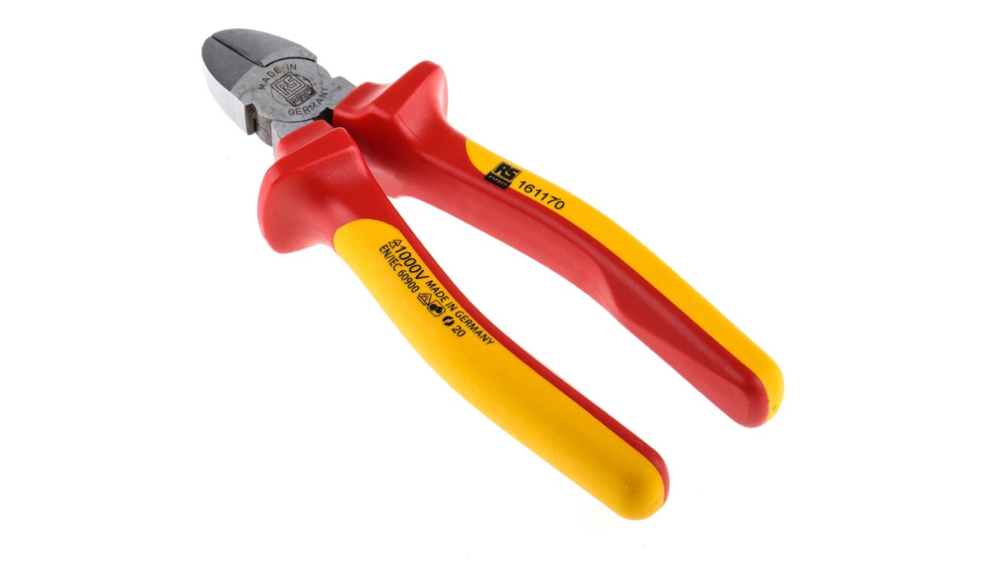 Alicates de corte lateral RS PRO, capacidad de corte 3.5mm, long. total 160 mm, aprobado VDE