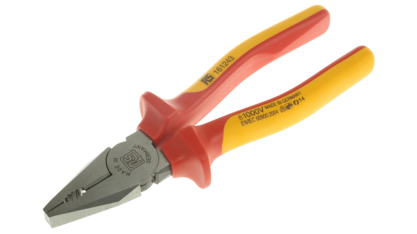 RS PRO 组合钳, 直向尖端, 180 mm总长, VDE/1000V认证, 可切割2.5 mm