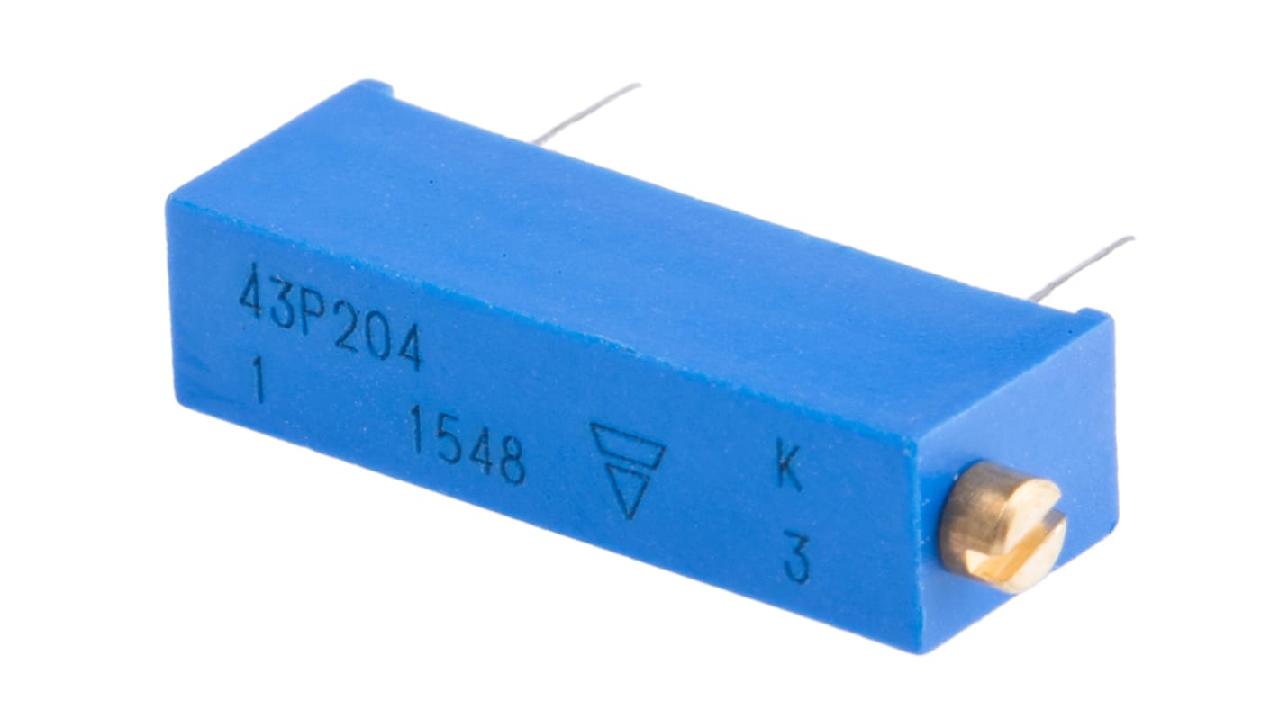 Vishay 43P Series 20-Turn Through Hole Trimmer Resistor with Pin Terminations, 200kΩ ±10% 1/2W ±100ppm/°C