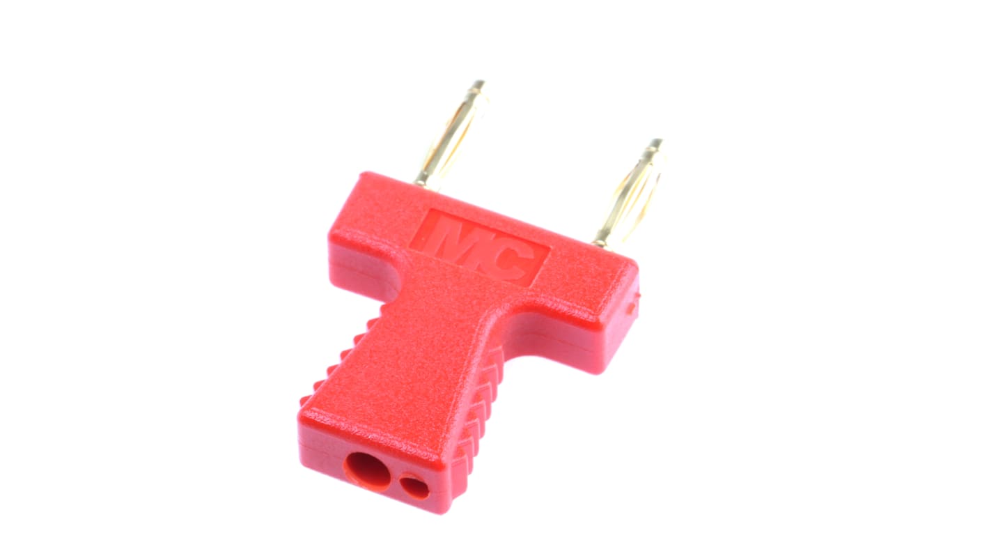Jumper macho Staubli serie KS2 de 2 vías, paso 12mm, de color Rojo