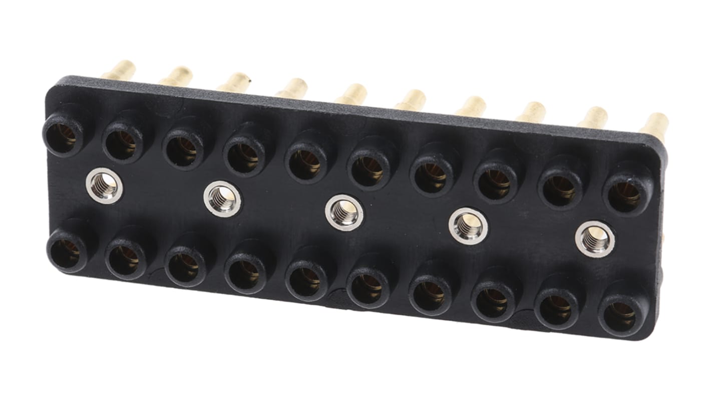 Staubli Straight PCB Socket, 20-Contact, 2-Row, 12mm Pitch, Solder Termination