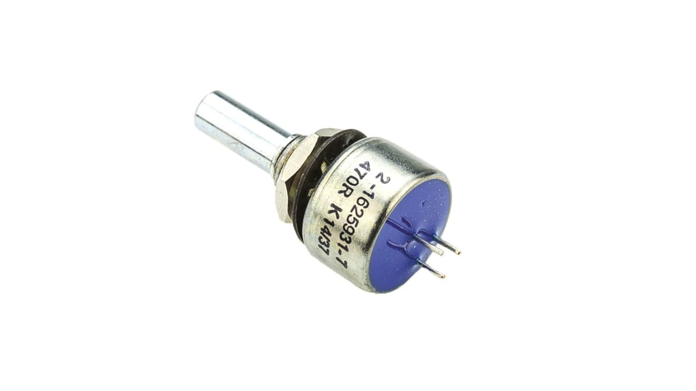 Potencjometr 470Ω typ Obrotowy TE Connectivity średnica wału 6,35 mm 2W długość wału 25.4mm średnica 19.03mm Montaż