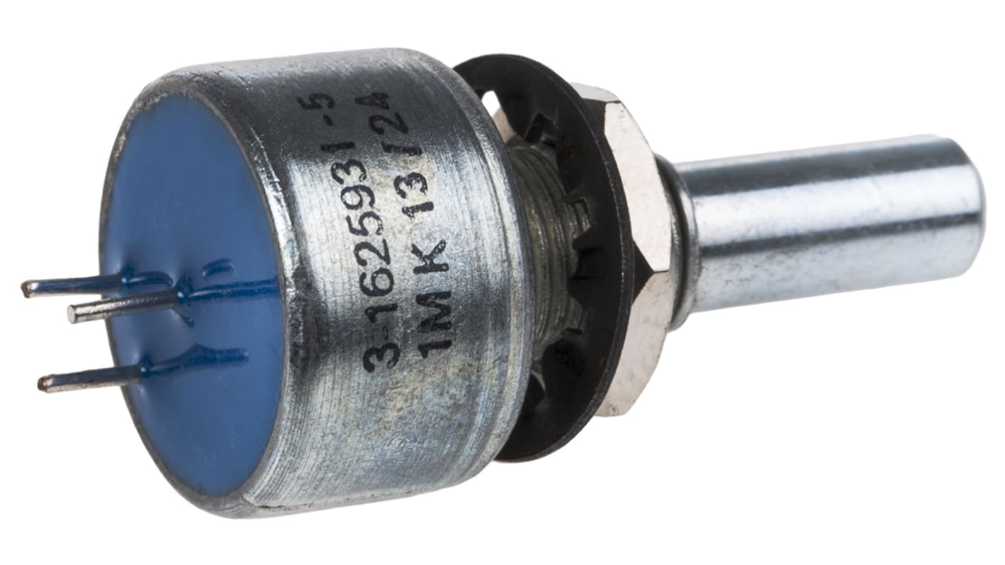 Potencjometr 1MΩ typ Obrotowy TE Connectivity średnica wału 6,35 mm 2W długość wału 25.4mm średnica 19.03mm Montaż
