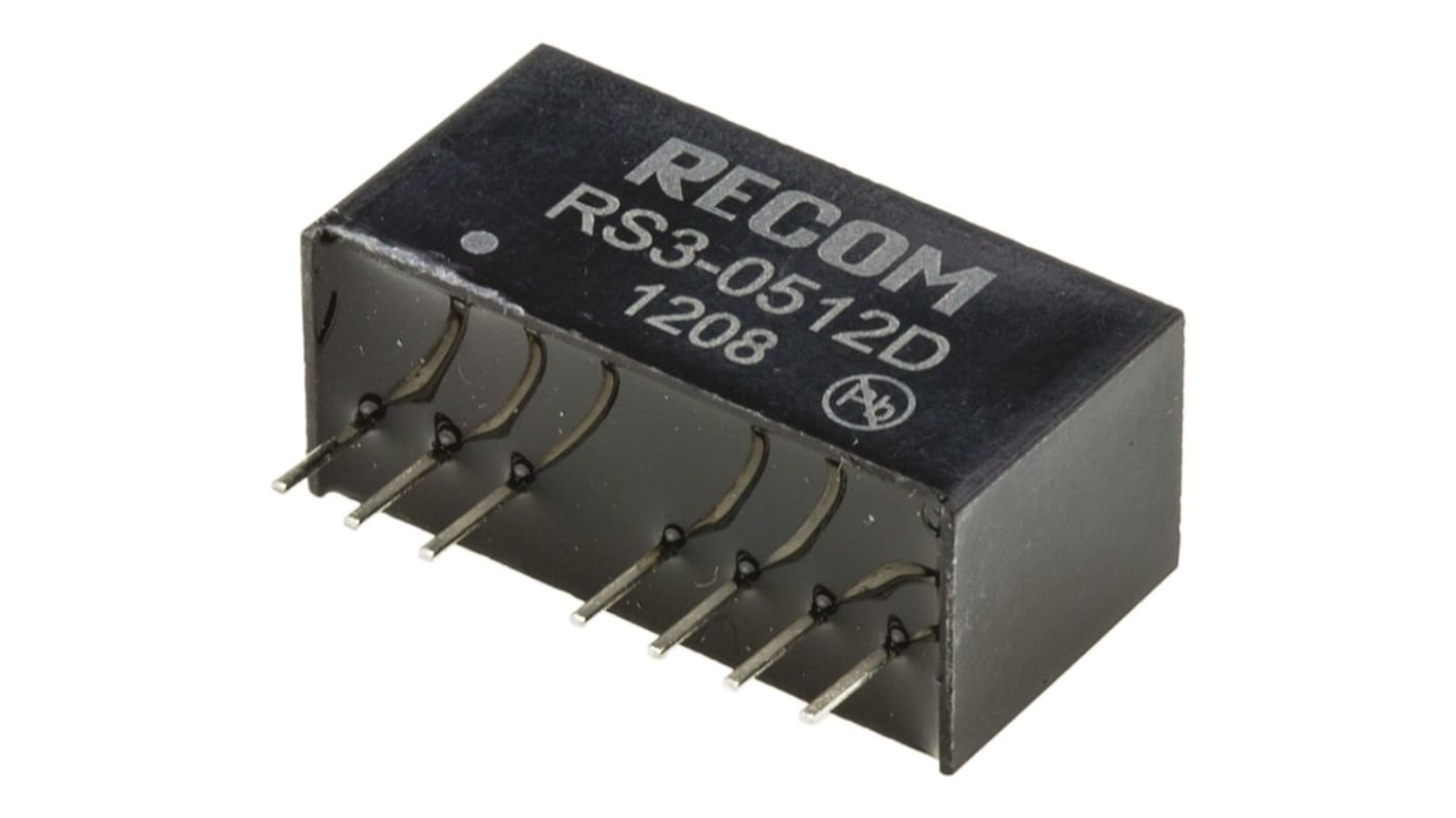 Recom RS3 DC/DC-Wandler 3W 5 V dc IN, ±12V dc OUT / ±125mA Durchsteckmontage 500V ac isoliert