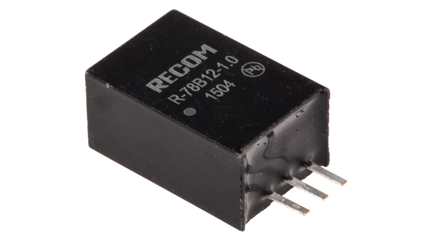 Recom Switching Regulator, Through Hole, 12V dc Output Voltage, 32V dc Input Voltage, 1A Output Current, 1 Outputs