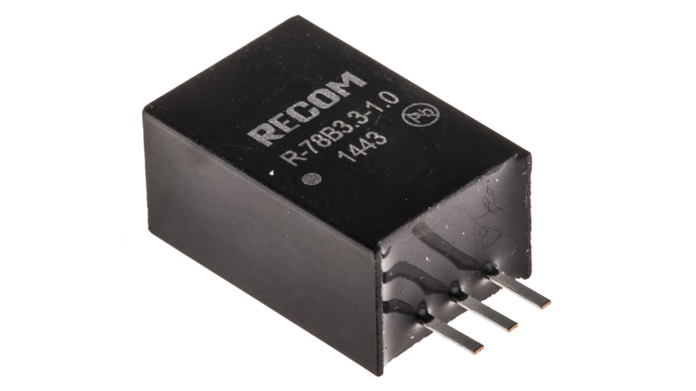 Regolatore switching Recom, ingresso 32V cc, uscita 3.3V cc, 1A, 3.3W