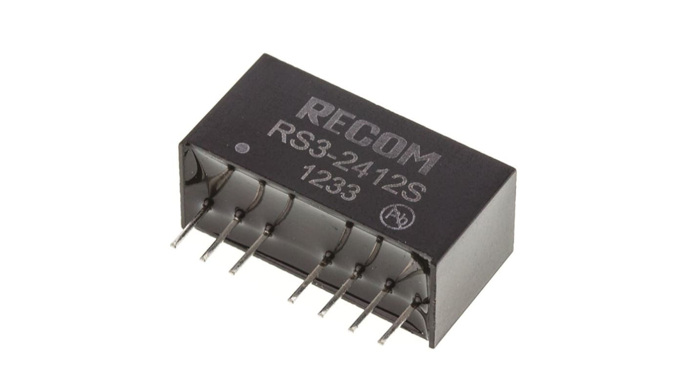 Recom RS3 DC-DC Converter, 12V dc/ 250mA Output, 18 → 36 V dc Input, 3W, Through Hole, +71°C Max Temp -40°C Min