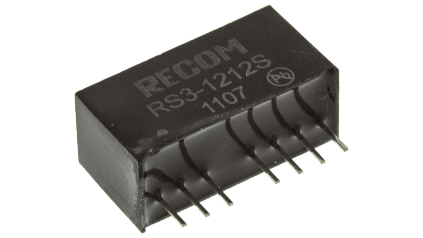 Recom RS3 DC-DC Converter, 12V dc/ 250mA Output, 9 → 18 V dc Input, 3W, Through Hole, +71°C Max Temp -40°C Min