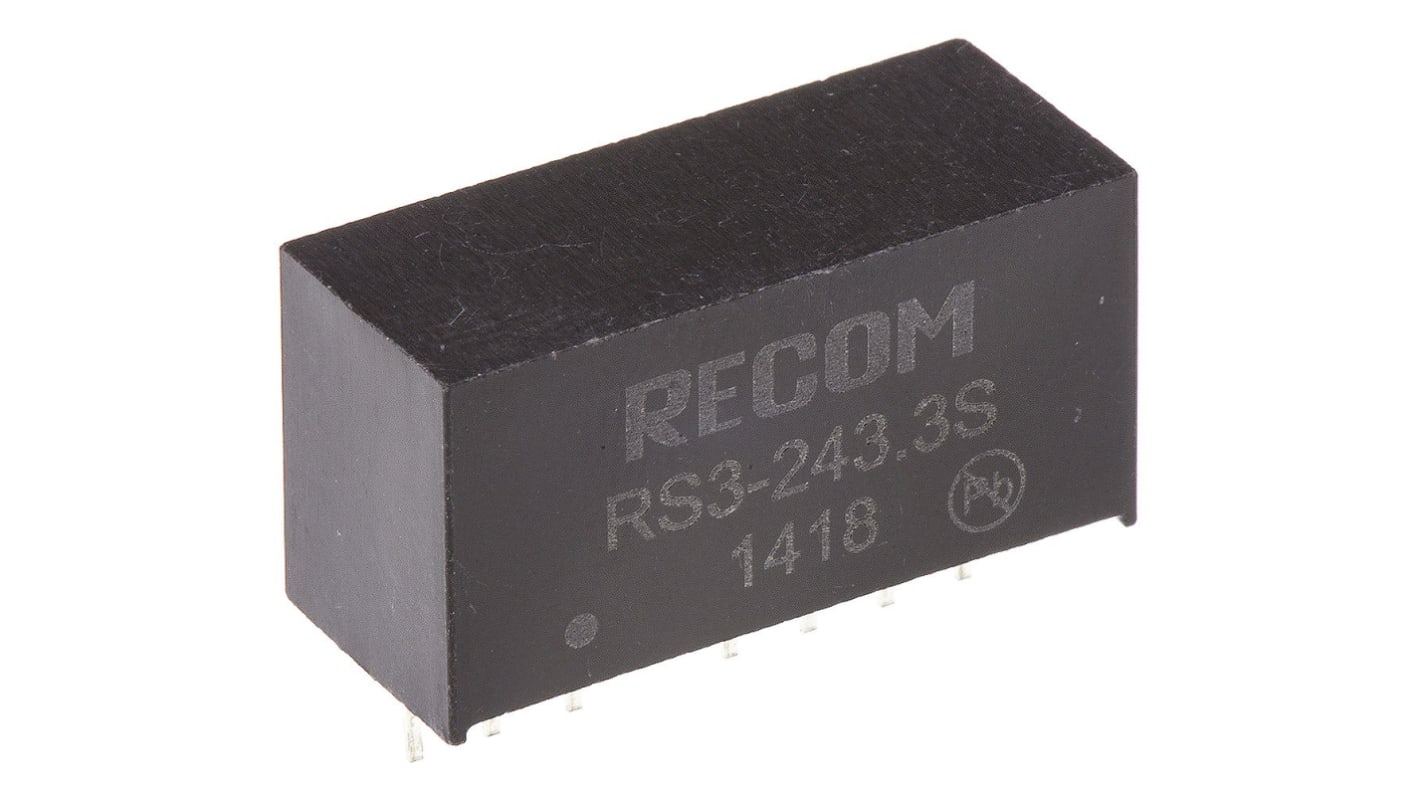 Recom RS3 Isolated DC-DC Converter, 3.3V dc/ 600mA Output, 18 → 36 V dc Input, 3W, Through Hole, +71°C Max Temp