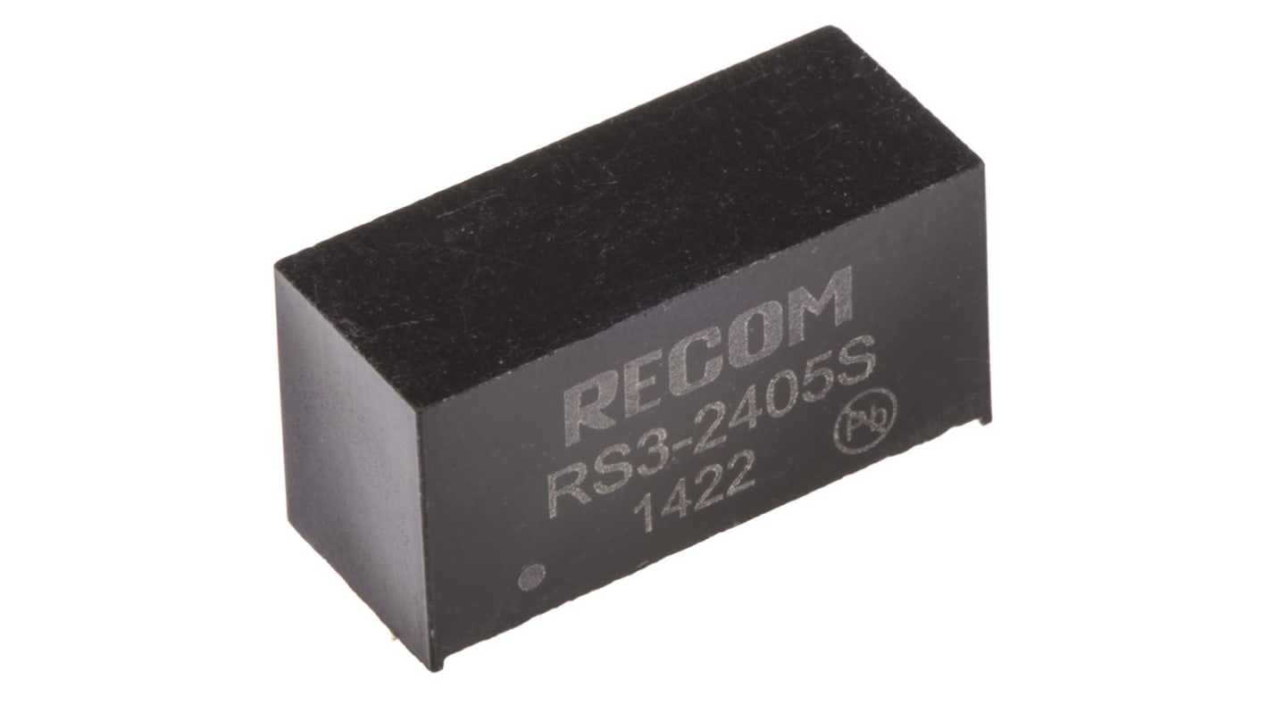 Recom RS3 DC-DC Converter, 5V dc/ 600mA Output, 18 → 36 V dc Input, 3W, Through Hole, +71°C Max Temp -40°C Min