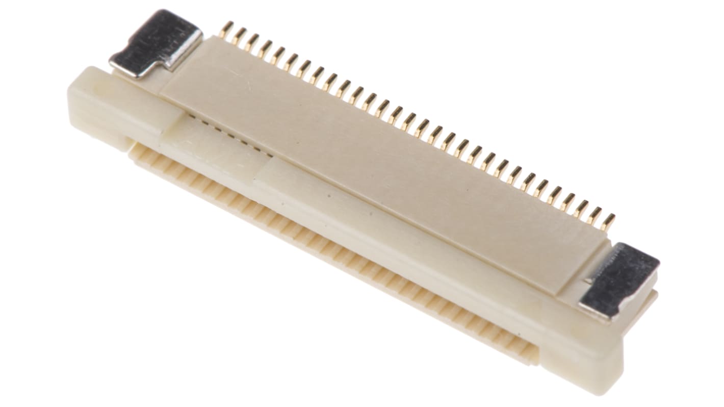 TE Connectivity FPC连接器, 母座, 30p, 0.5mm间距, 单排, SMT安装, 直角, 500mA, 250 V 交流, FPC系列