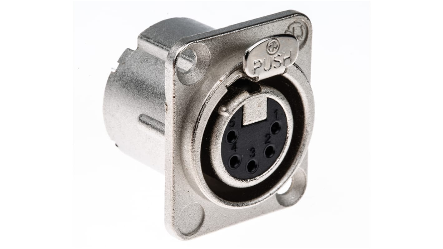 Neutrik 五芯卡侬头母座, 面板安装, 50 V, 7.5A, 直向