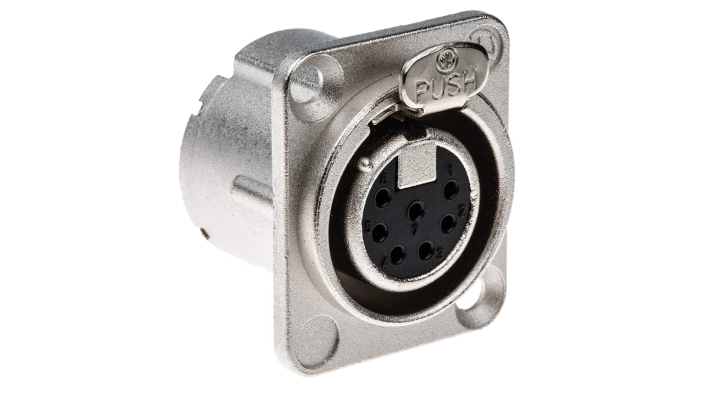 Neutrik 7芯卡侬头母座, 面板安装, 50 V, 5A, 直向
