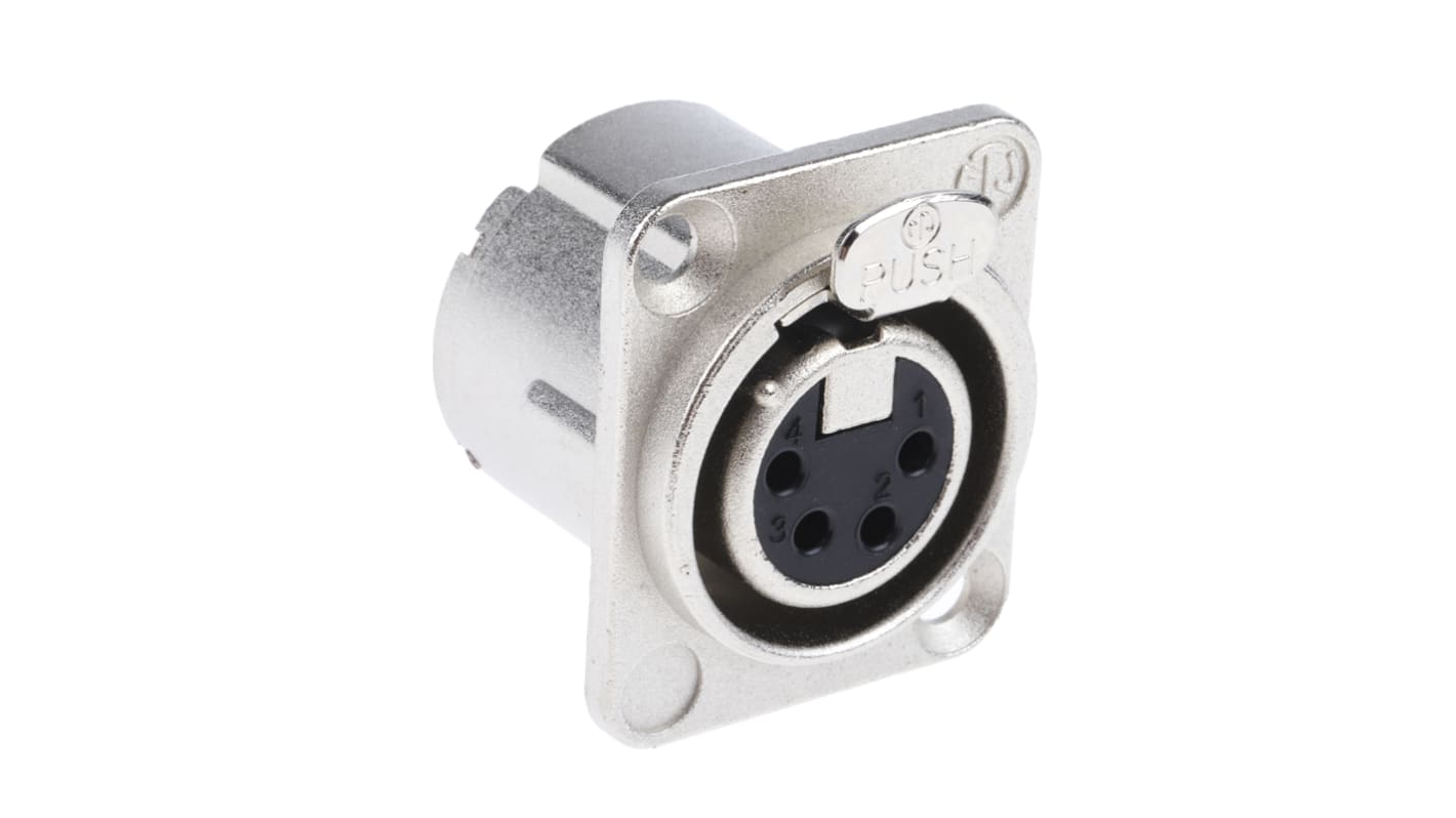 Neutrik 四芯卡侬头母座, 面板安装, 50 V, 10A, 直向