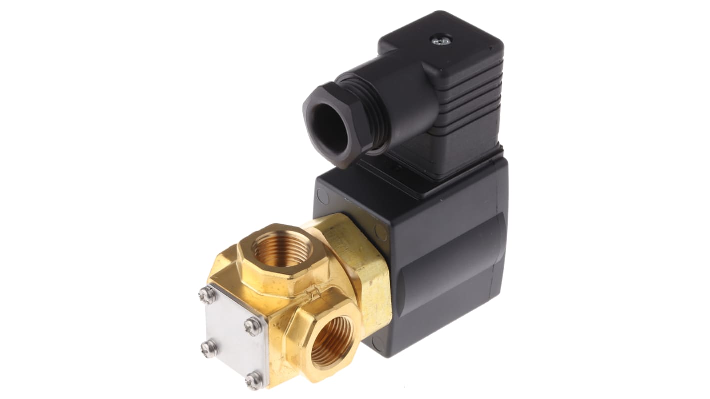 SMC 三通直动式电磁阀, 24 V 直流电源, 3/8 in G 内螺纹接口, 黄铜主体, 用于油, VX33系列