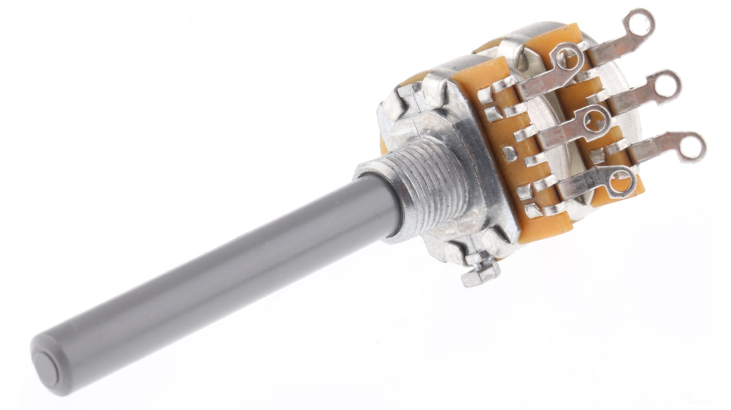 TE Connectivity 27 50kΩ Rotary Potentiometer 2-Gang Panel Mount, 27ESA503MMF50N