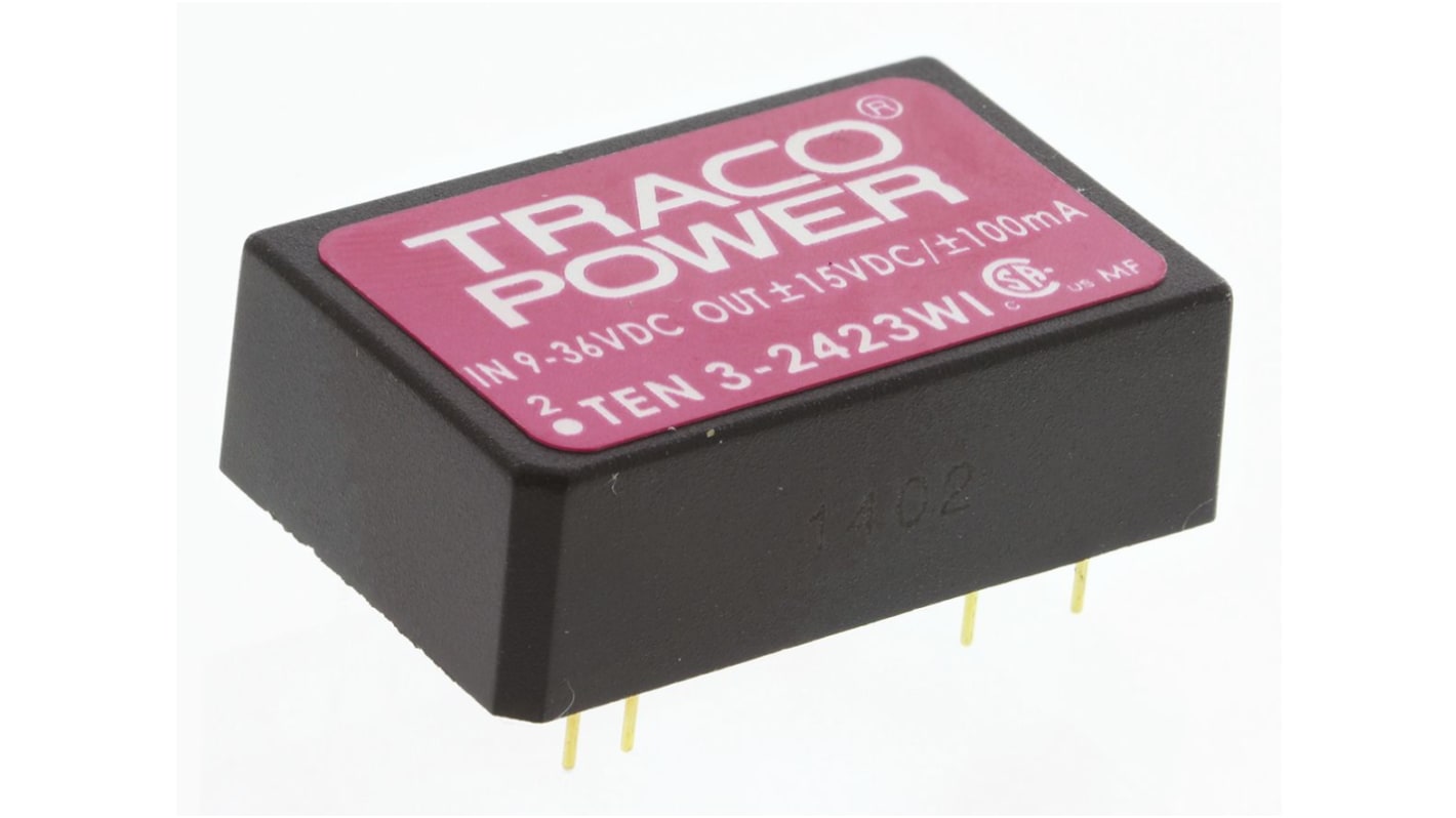 Convertidor dc-dc 3W, Salida ±15V dc, ±100mA, ±3%