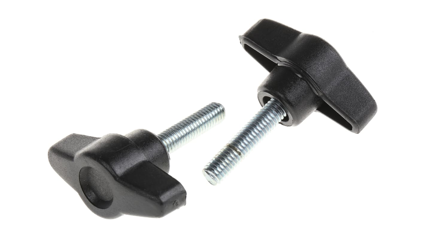 RS PRO Feststellschraube M6 Ø 6mm x 25mm Knebelgriff, mit Gewindebolzen Ø 40mm