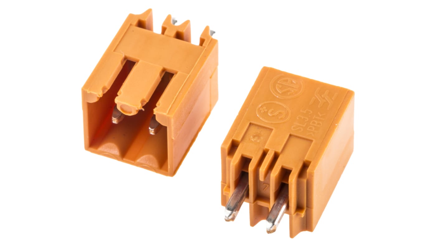 Weidmuller 3.5mm Pitch 2 Way Pluggable Terminal Block, Header, Through Hole, Solder Termination