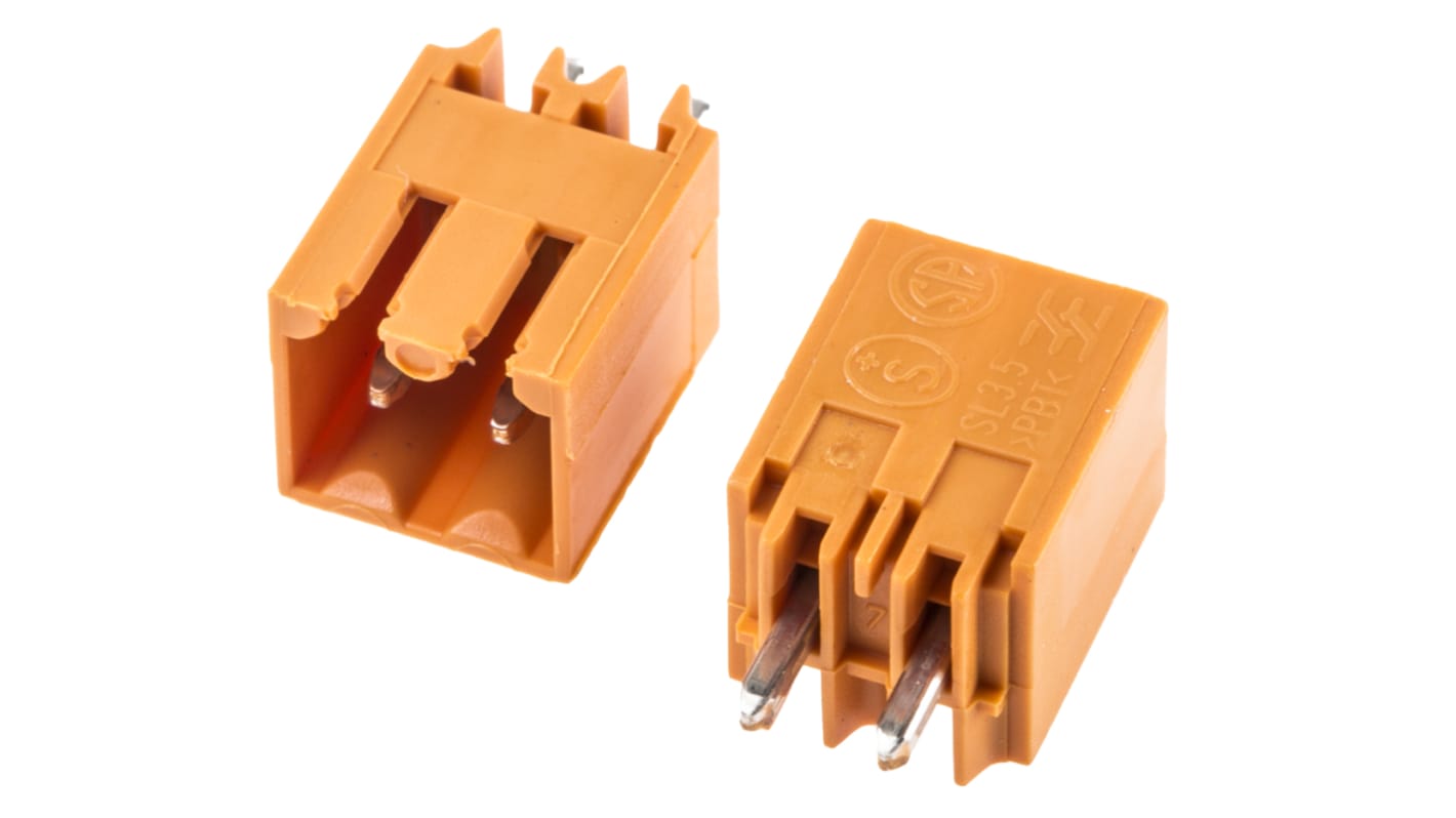 Conector macho para PCB WeidmÃller serie OMNIMATE SL de 2 vías, 1 fila, paso 3.5mm, para soldar, Orificio Pasante