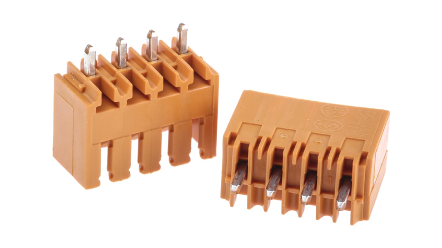 Weidmuller, 3.5mm Pitch, OMNIMATE SL, 4 Way, , Pluggable Terminal Block, Header, Through Hole, Solder Termination,
