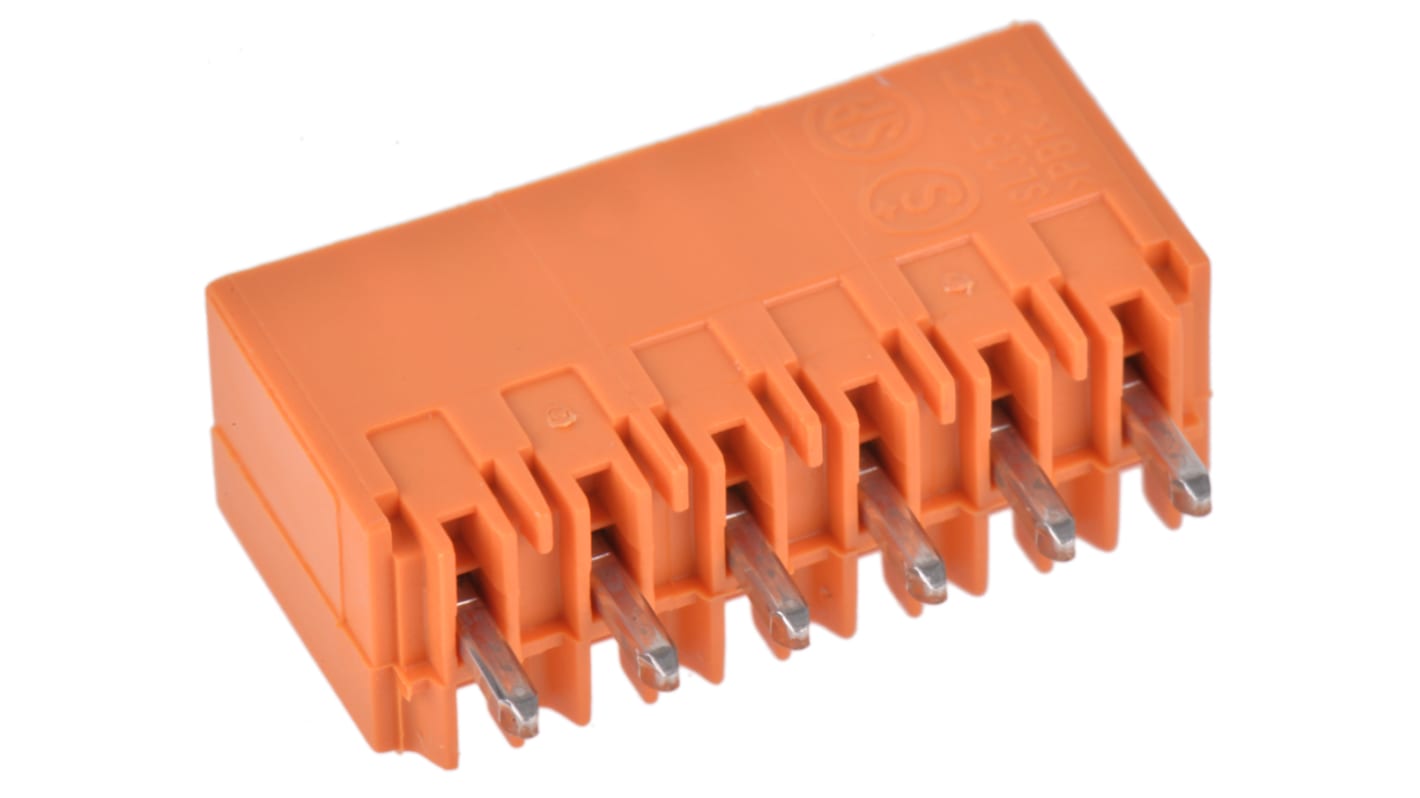 Conector macho para PCB WeidmÃller serie OMNIMATE SL de 6 vías, 1 fila, paso 3.5mm, para soldar, Orificio Pasante