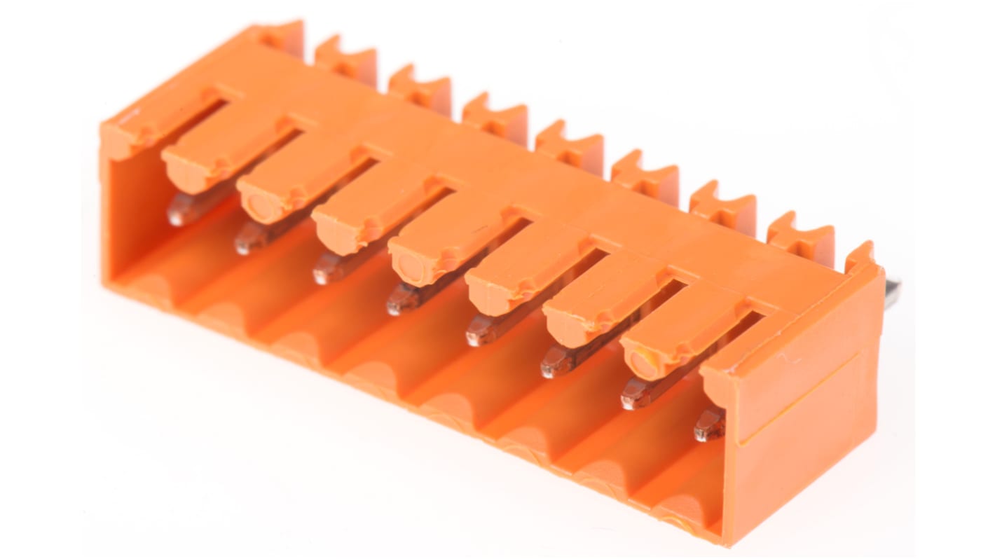 Weidmuller 3.5mm Pitch 8 Way Pluggable Terminal Block, Header, Through Hole, Solder Termination
